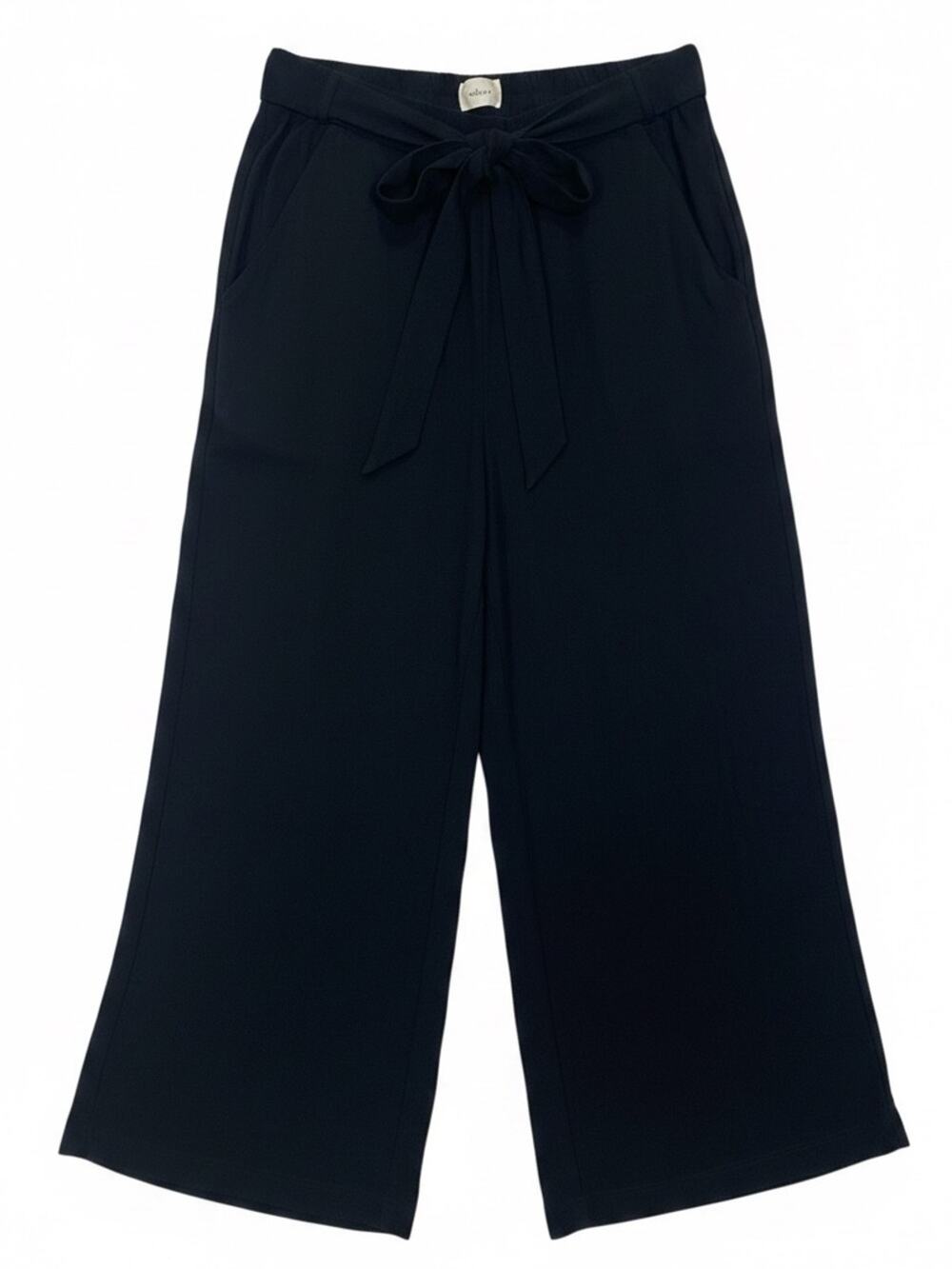 Aritzia Wilfred Crepe Wide Leg Pants Tie Front Cropped Black Size Medium